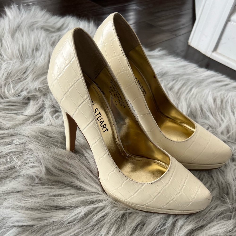 Colin Stuart platform cream heels